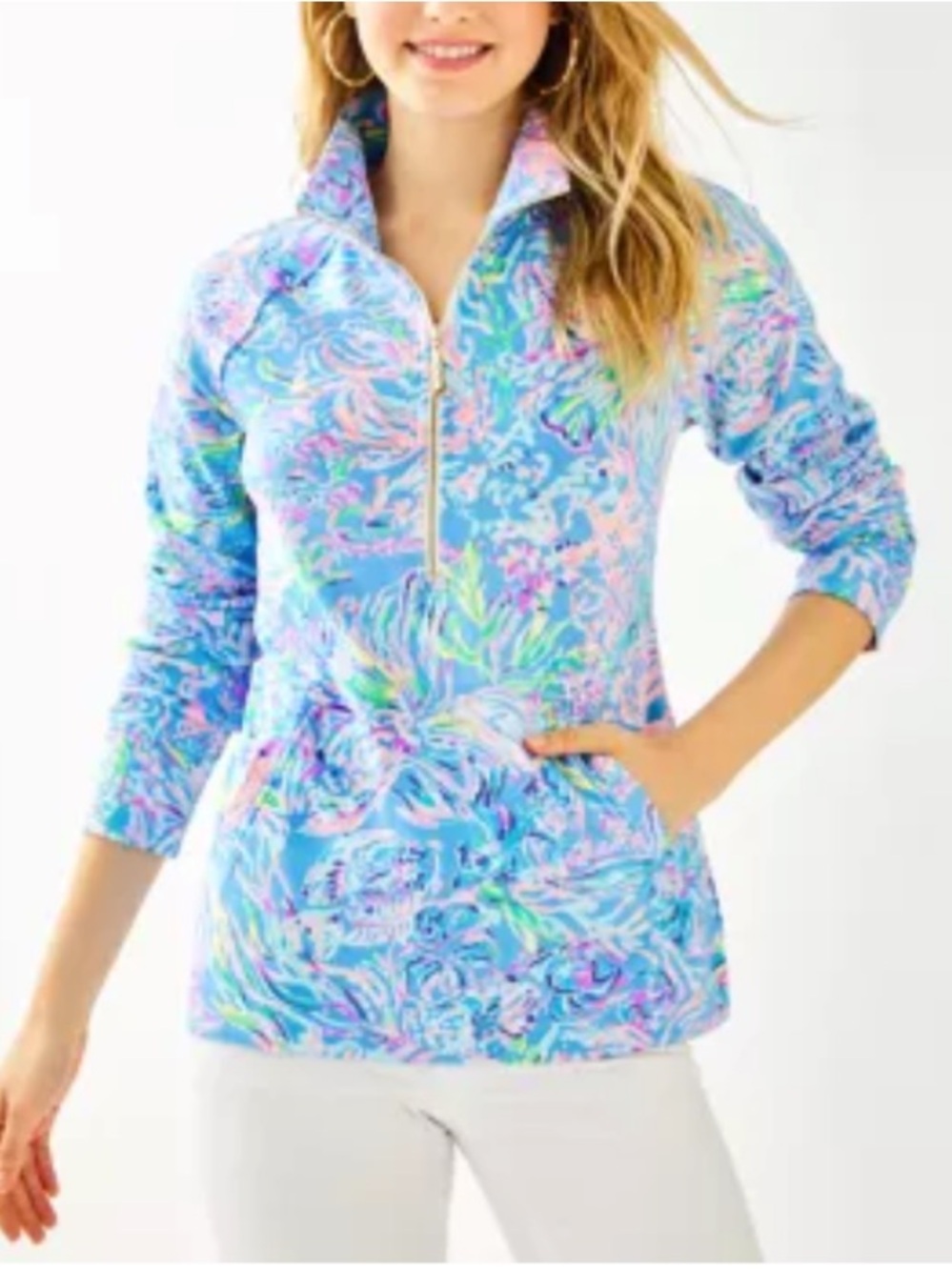 Lilly Pulitzer UPF 50+ skipper popover. Women’s Half zip, size S; EUC